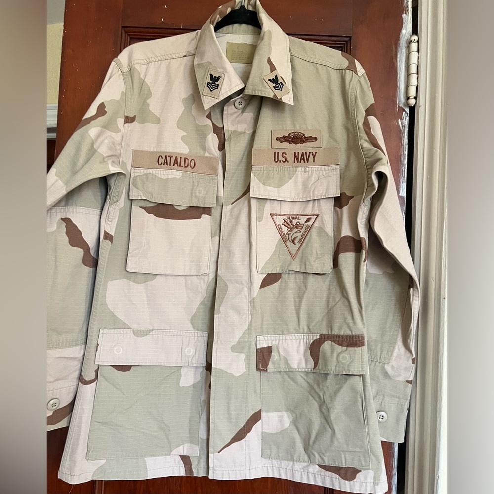 US Navy Jacket desert Naval Coastal WarfareOfficer’s Name Cataldo On Size S Reg